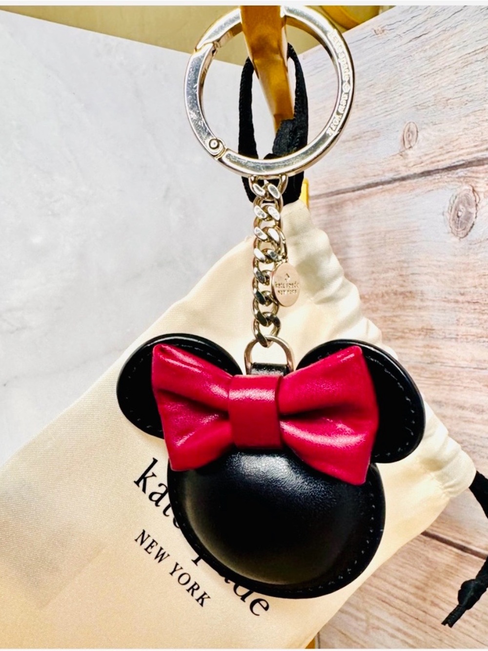 Kate Spade Disney Minnie Mouse Keychain bag Charm w dustbag NWOT